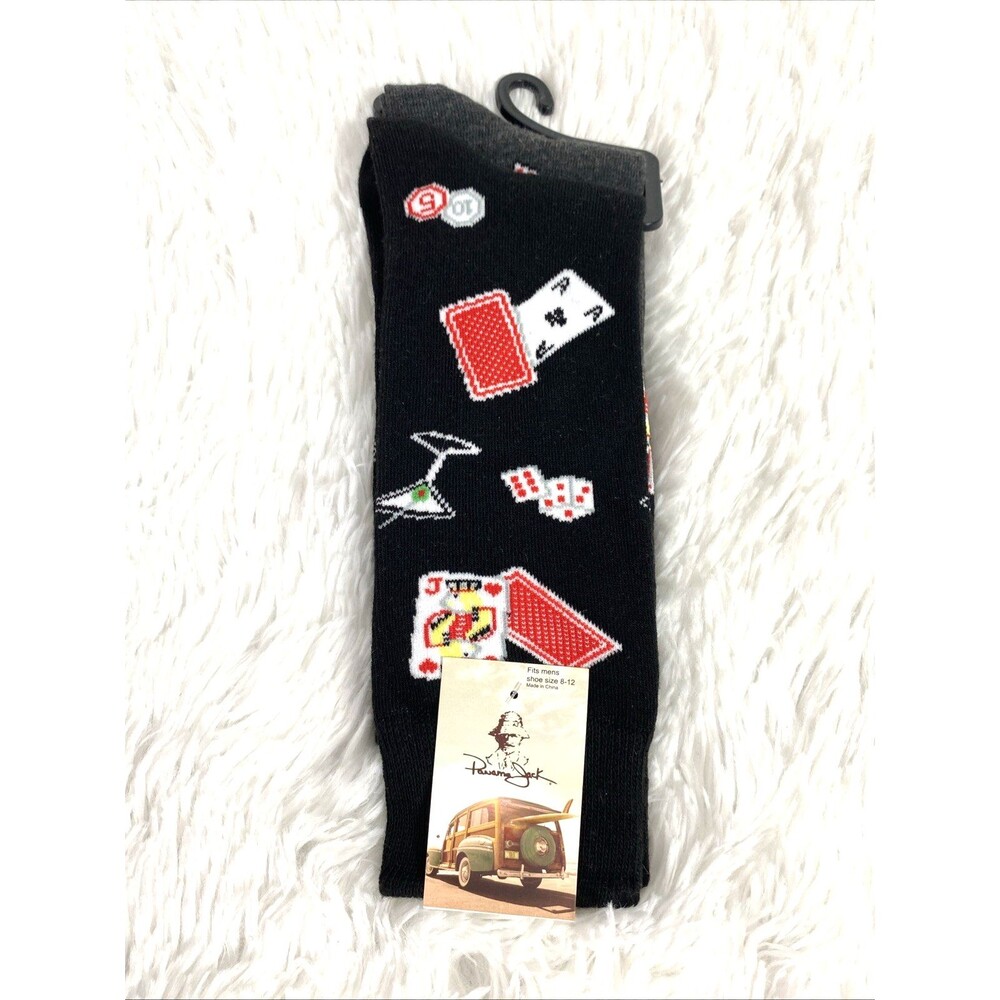Panama Jack Novelty Socks Men's Martini Gambler 2 Pack Black Charcoal Shoe 8-12